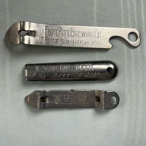 Set of three 3 Vintage Beer Bottle Openers for the Beer Collector or Enthusiast